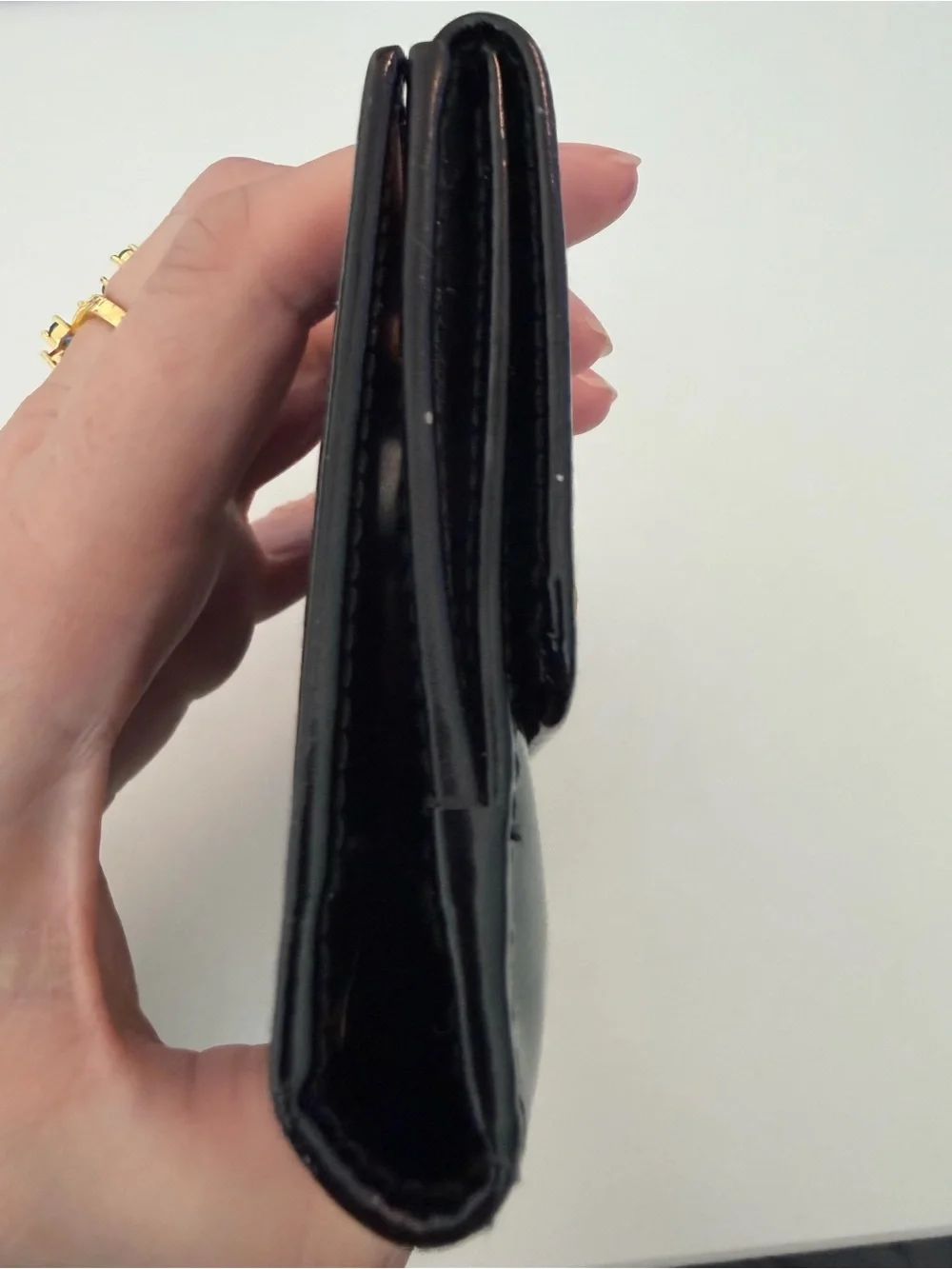Vintage Tom Ford Gucci Black Patent Leather Wallet with Bamboo Handle